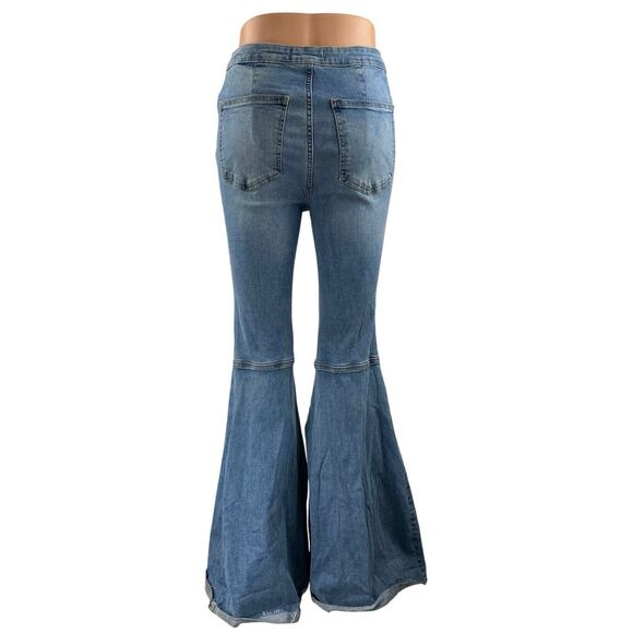 Free People We The Free Blue High Rise Bell Bottom Flare Bootcut Denim Jeans 27 - Picture 3 of 5